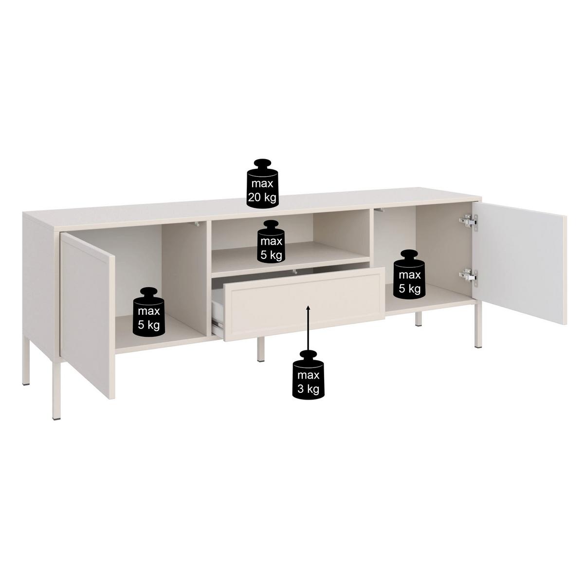 TV-LOWBOARD Velveto 2-türig mit Schublade & Fach, Kaschmir, 160 cm - Kaschmir, Holzwerkstoff/Metall (160/57/40cm) - Selsey
