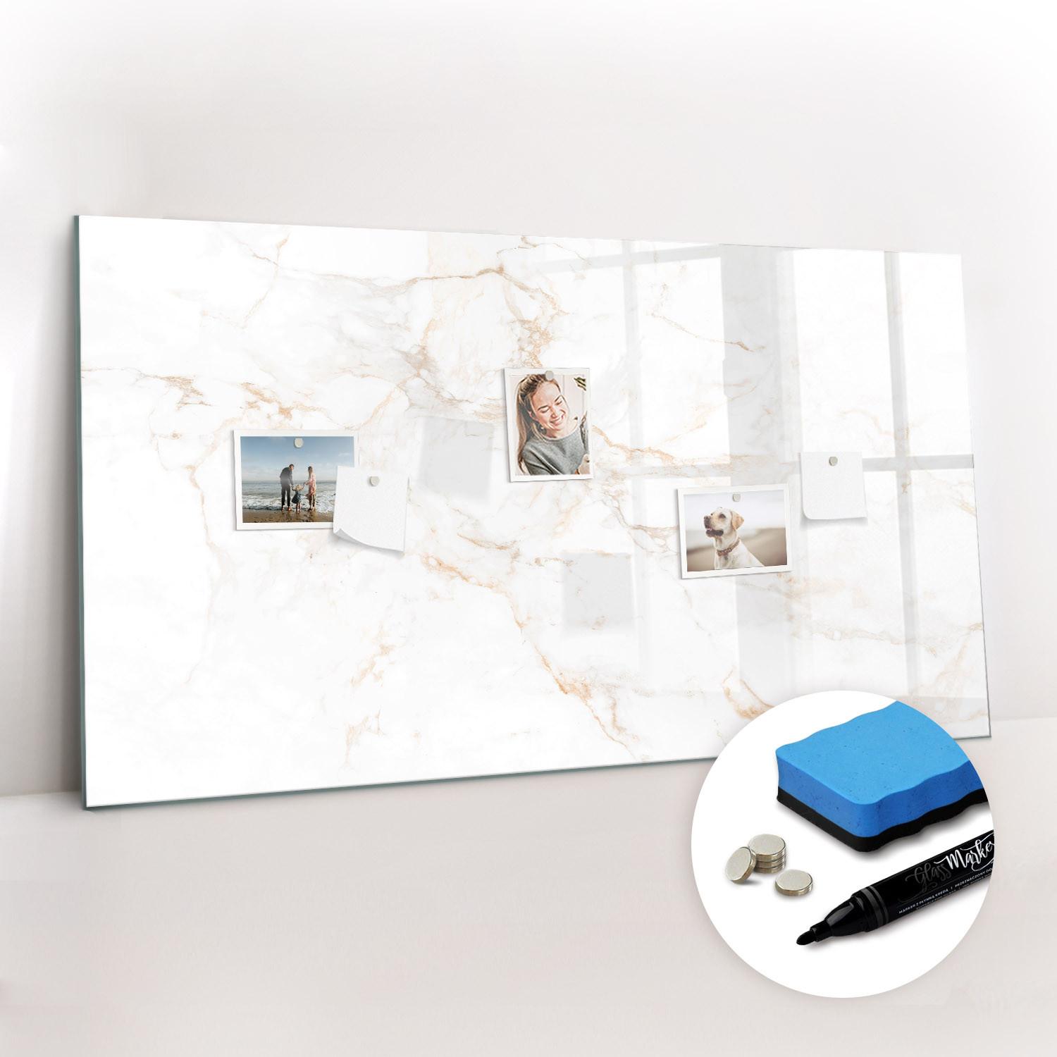 MAGNETTAFEL 120x60 Edler Marmor - Weiß, Glas (120/60/0.4cm) - TULUP