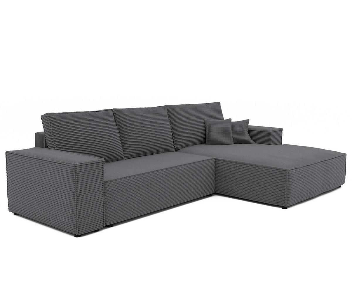 ECKSOFA NOVA Rechts mit Schlaffunktion und Bettkasten Dunkelgrau - Dunkelgrau, Kunststoff/Textil (294/185cm) - Idohome