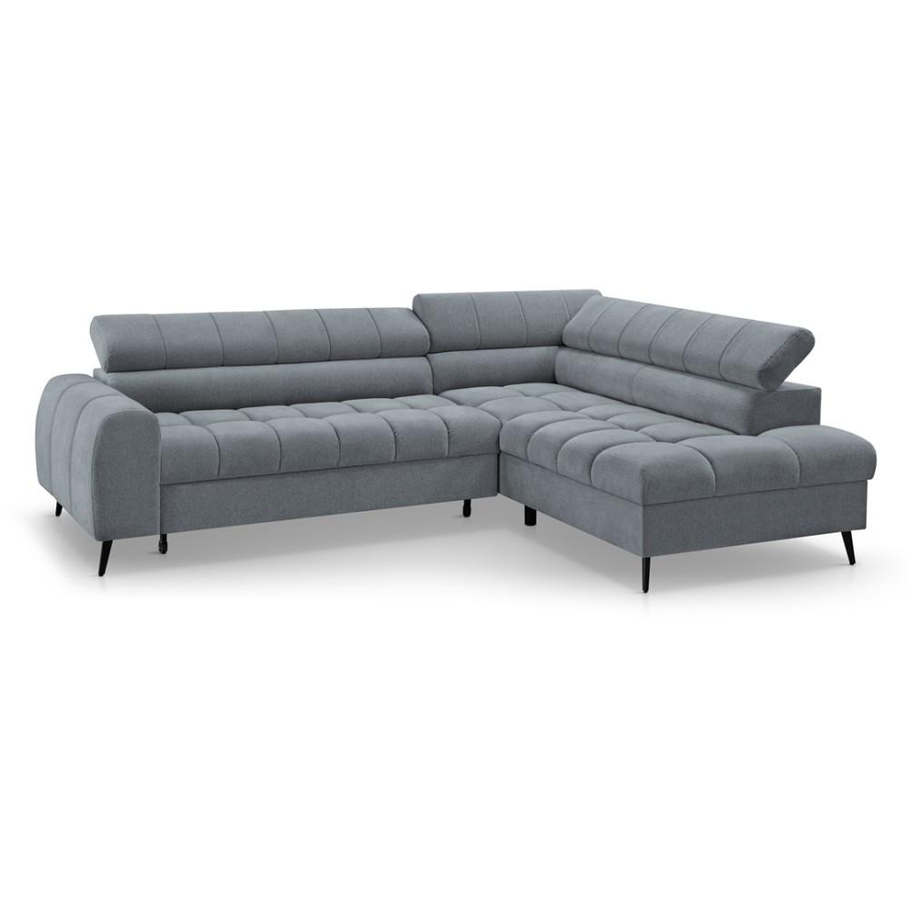 ECKSCHLAFSOFA Vinni Grau, Chenille-Stoff, rechts - Grau, Textil (265/205cm) - Beautysofa