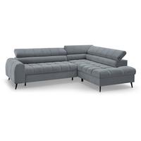ECKSCHLAFSOFA Vinni Grau, Chenille-Stoff, rechts - Grau, Textil (265/205cm) - Beautysofa