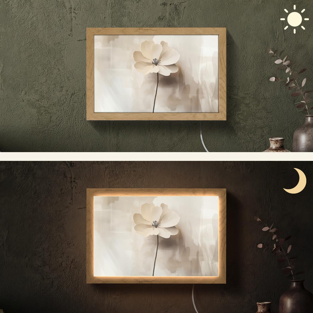 WANDLEUCHTE Blume - Beige - Farbe - Schatten 30x20 cm - Beige, Holzwerkstoff (30/20/8cm) - OnlyWow
