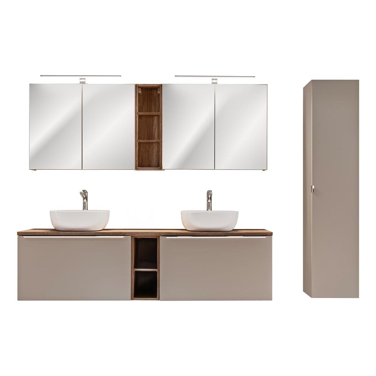 BADMÖBEL 180cm Éros 2er-Set Taupe - Taupe, Holzwerkstoff (180/48/46cm) - Petits-meubles
