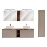 BADMÖBEL 180cm Eros 2er-Set Taupe - Taupe, Holzwerkstoff (180/48/46cm) - Petits-meubles