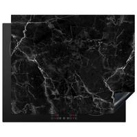 HERDABDECKPLATTE Marmor - Schwarz - Weiß - Textur - Marmoroptik Herdabdeckung Induktionsfeld 65x52 cm - Silberfarben, Kunststoff (65/52/0.2cm) - MuchoWow