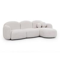 ECKSOFA Nuvola mit abgerundetem Design Schwarz Bouclé-Stoff - Ottomane Rechts - Schwarz/Weiß, Holz/Kunststoff (268/146cm) - S-Style