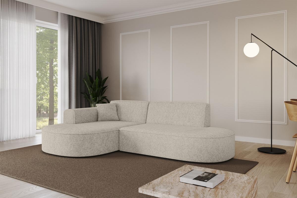 ECKSOFA Ottomane Links MARI-L1 - 243x171x79 cm Beige Tissu - Beige/Schwarz, Holzwerkstoff/Kunststoff (243/171cm) - ALTDECOR