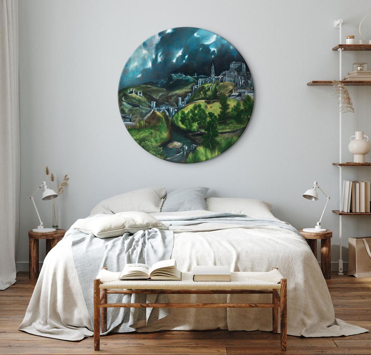 RUNDES BILD Grün 40/40 cm - Blau/Grün, Textil (40/40cm) - KUNSTLOFT