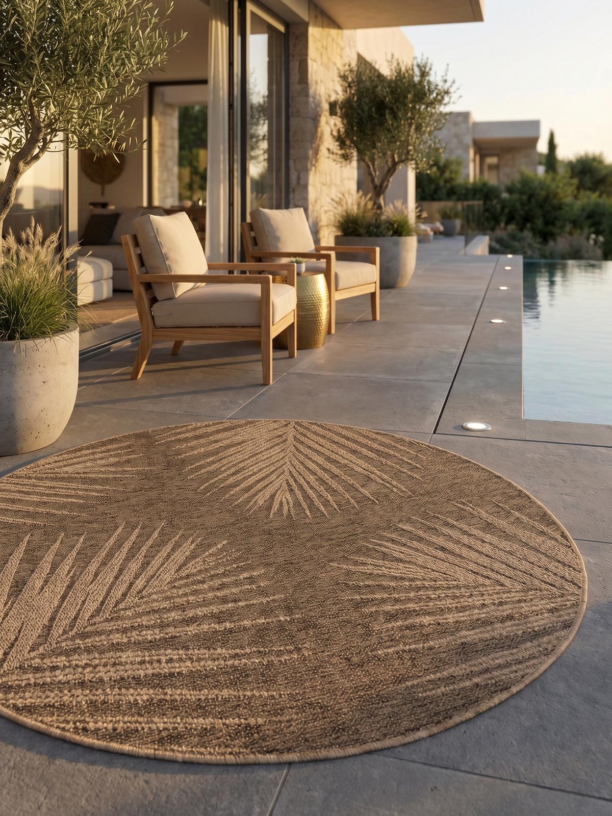 TEPPICH Outdoor ARLBERG in Braun, in Jute-Optik, Ø 200 cm - Braun, Textil (200/200cm) - KADIMA DESIGN