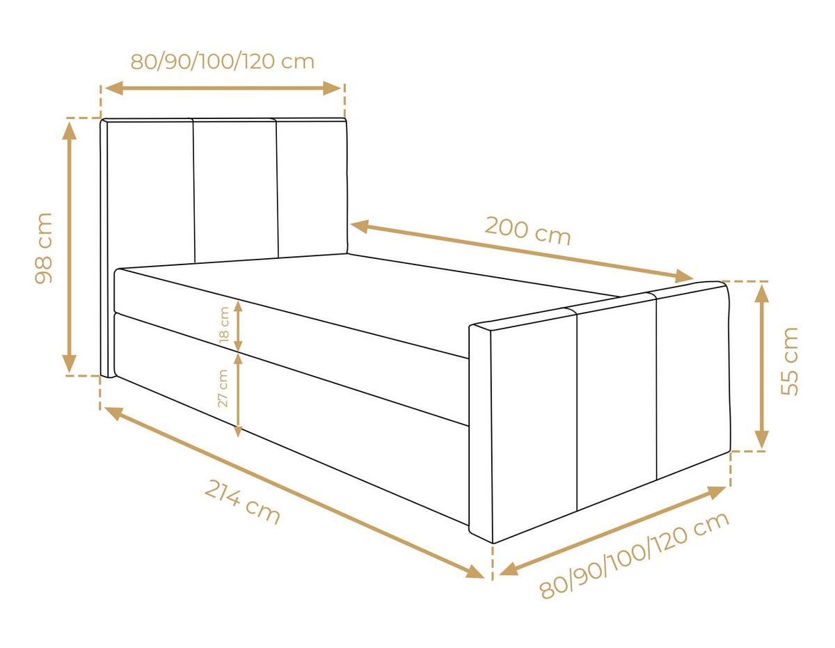 BOXBETT LEVENTE 100x200 cm mit Bettkasten und Matratze - Beige + TOPPER - Beige/Schwarz, Holz/Holzwerkstoff (100/200cm) - AX Living