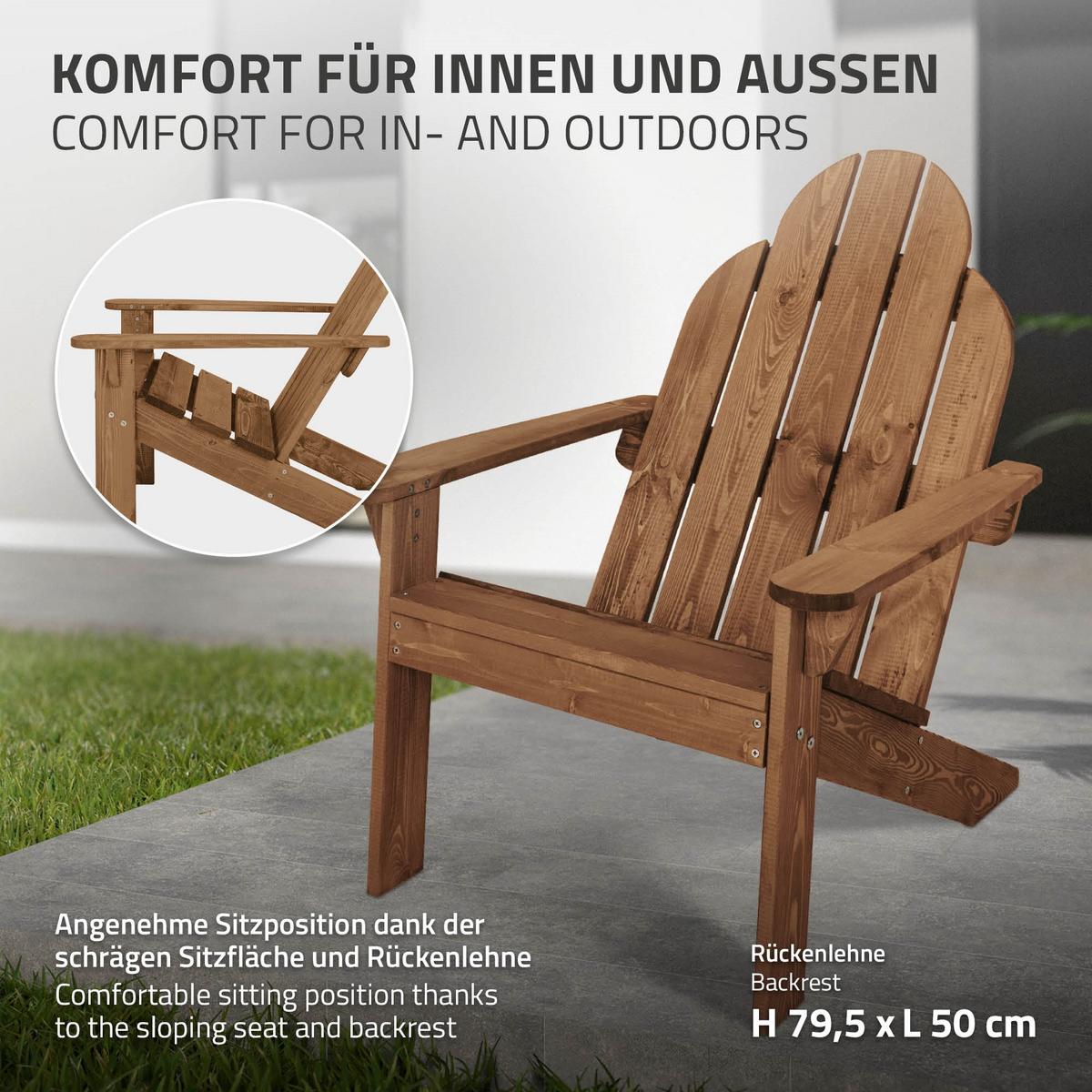ADIRONDACK-GARTENSTUHL 2er Set aus Tannenholz Braun - Braun, Holz (89/92.5/70cm) - ML-DESIGN