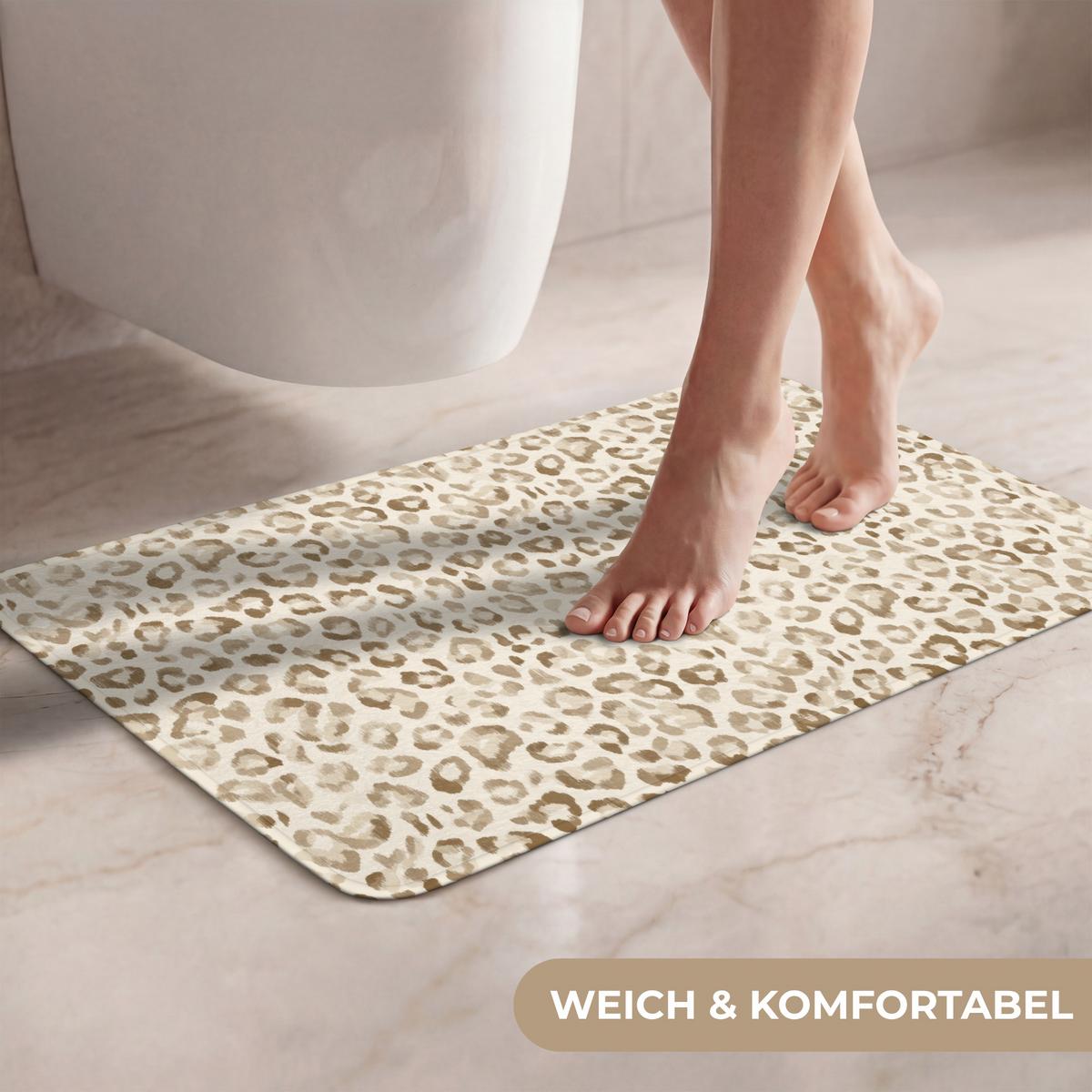 WC-VORLEGER Leopard - Klassisch - Beige Toilettenvorleger 60x40 cm - Hellbraun, Textil (60/1cm) - OnlyWow