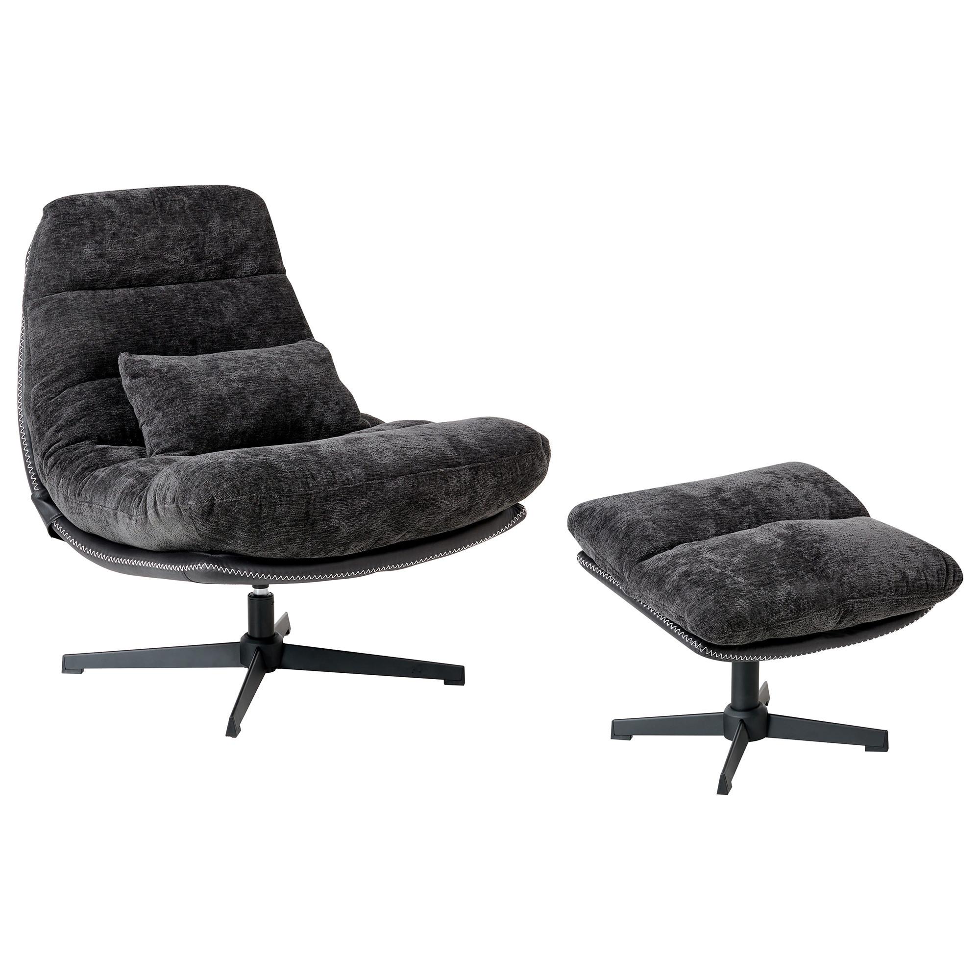 DREHSESSEL Schwarz Tovik - Schwarz, Textil (82/89/55cm) - Beliani