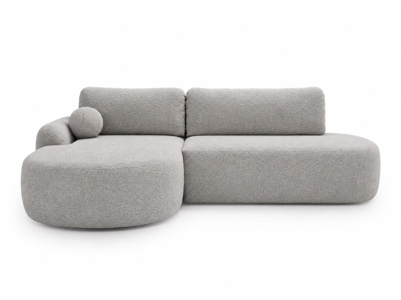 ECKSOFA Aurio O Bouclé-Stoff Grau Links - Grau, Holz/Textil (271/177cm) - Graingold