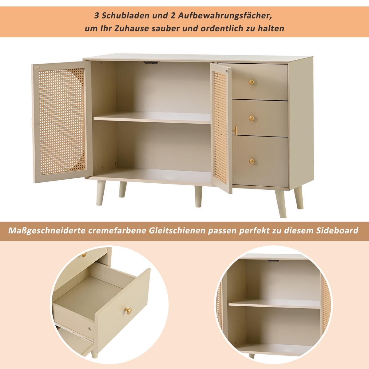 SIDEBOARD Cremeweiß 120/40/82,5 cm - Creme, Holzwerkstoff (40/83/120cm) - Urban Meuble