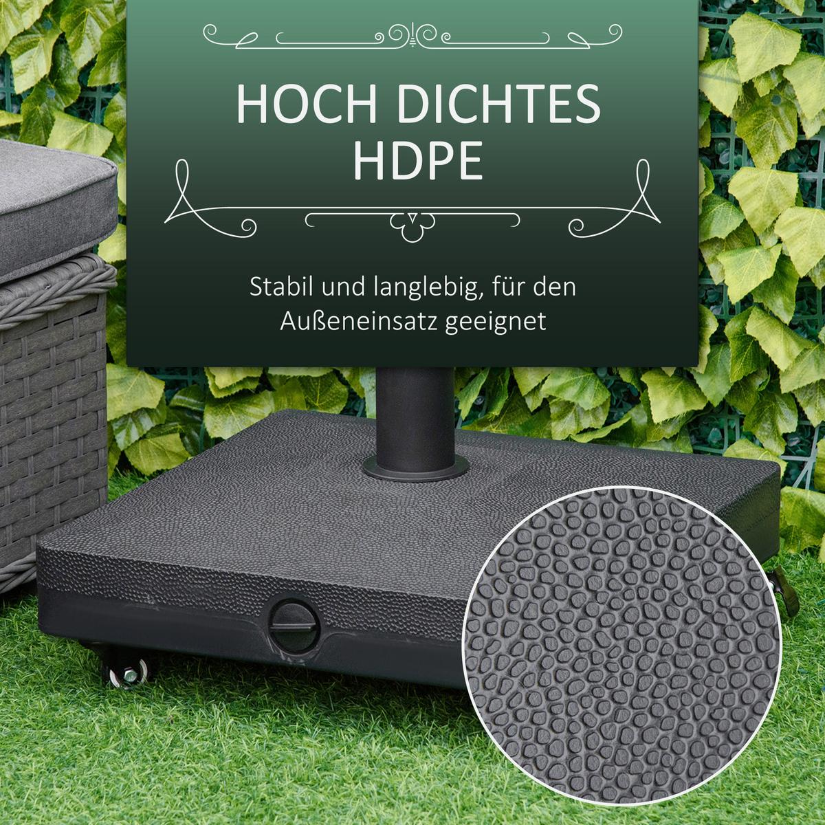 SCHIRMSTÄNDER, HDPE, Schwarz - Schwarz, Kunststoff (45/45cm) - Outsunny