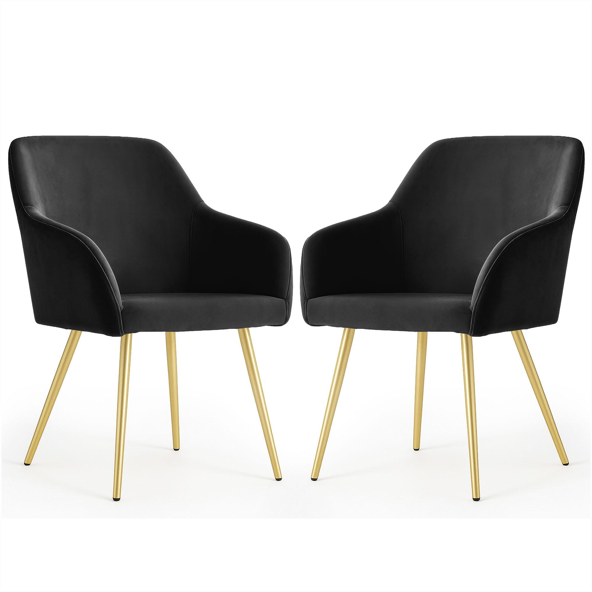 POLSTERSTUHL 2er Set, Metallbeine Schwarz, Gold 54,5/83/58 - Schwarz, Textil (55/83/51cm) - RAUMHIRSCH FURNITURE