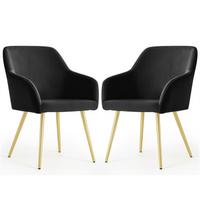 POLSTERSTUHL 2er Set, Metallbeine Schwarz, Gold 54,5/83/58 - Schwarz, Textil (55/83/51cm) - RAUMHIRSCH FURNITURE