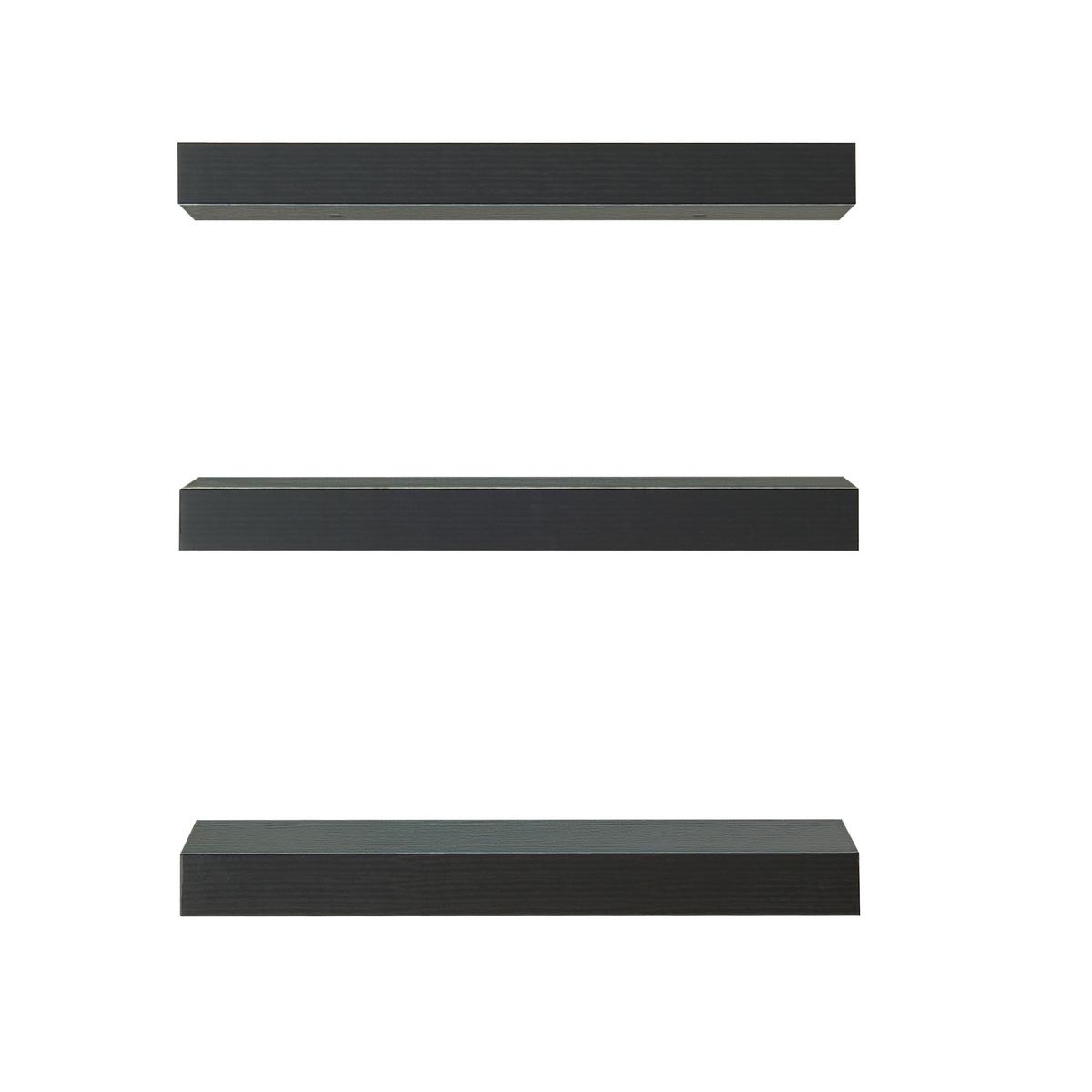 WANDREGAL-SET 3 TLG. Stranda - Schwarz, Holzwerkstoff/Metall (38/3.5/17cm) - [en.casa]