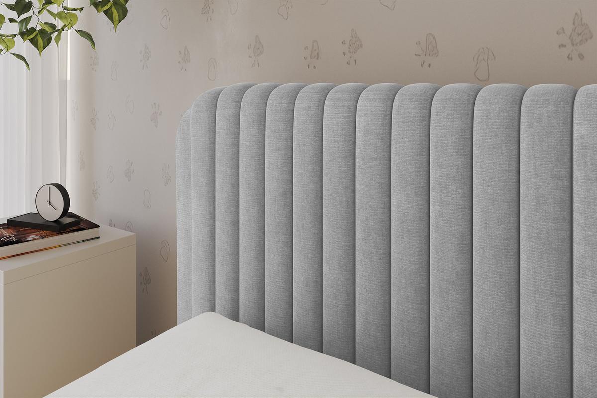 EINZELLBETT Jugendbett mit Bettkasten, Rechts - AURY 100x200 Grau - Silberfarben, Holzwerkstoff/Textil (100/200cm) - ALTDECOR
