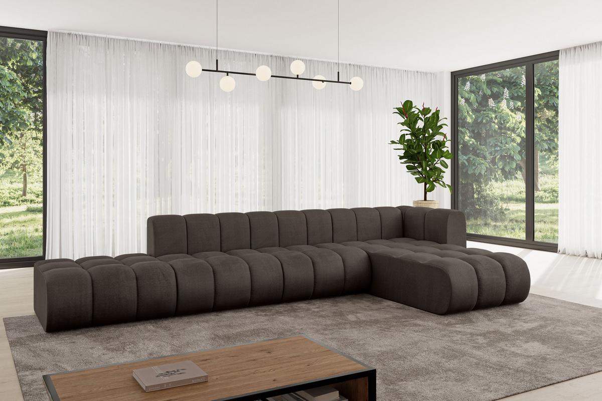 ECKSOFA modulares Sofa Zuvon-L2 - 387x177x70 cm Braun - Braun, Holzwerkstoff/Textil (387/177cm) - ALTDECOR