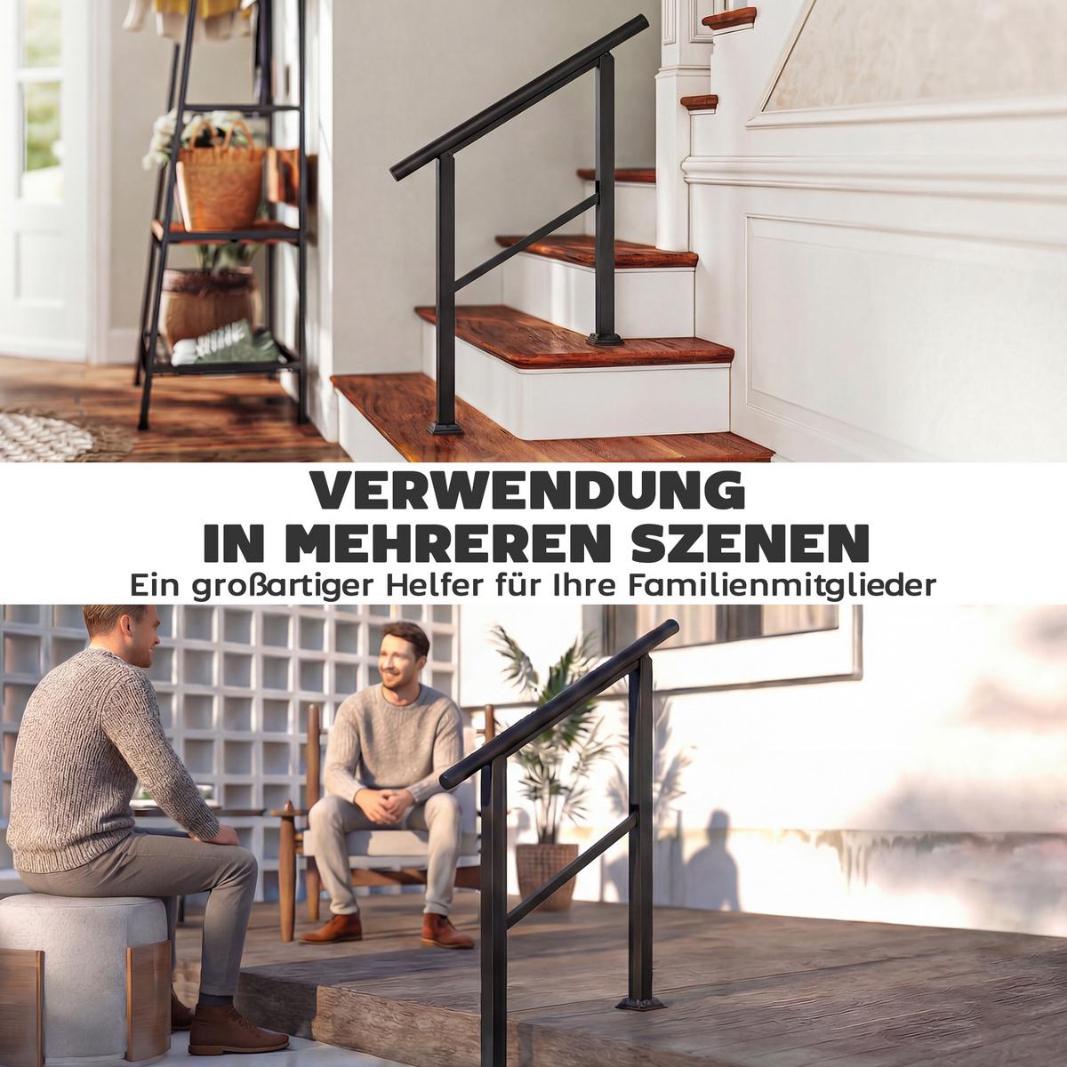 TREPPENGELÄNDER Winkelverstellbar aus Metall Schwarz - Schwarz, Metall (95/5/102cm) - Outsunny