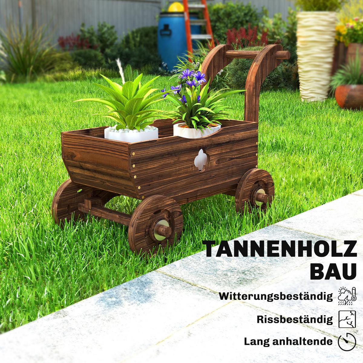 HOCHBEET Tannenholz Verkohlt - Braun, Holz (38/52/68cm) - Outsunny