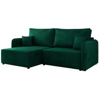 ECKSCHLAFSOFA MESTO L Dunkelgrün Velvet - links - Dunkelgrün/Schwarz, Kunststoff/Textil (227/147cm) - MKS