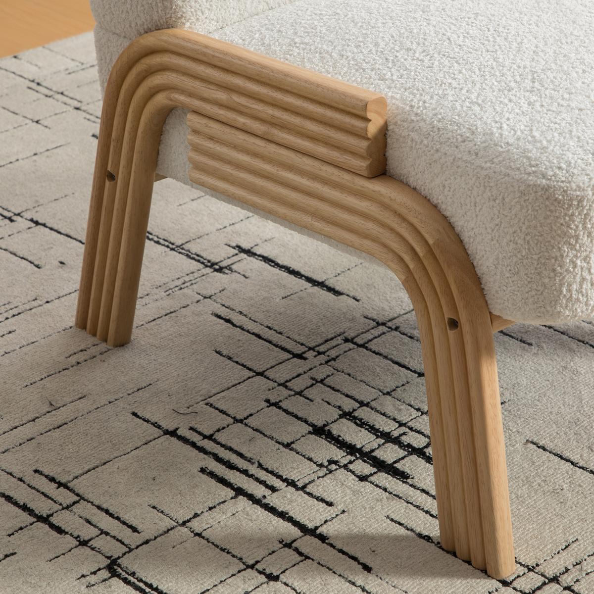 SESSEL aus chenille und massivholz, skandinavisches design und armlos - Creme, Textil (72/78/61cm) - Urban Meuble