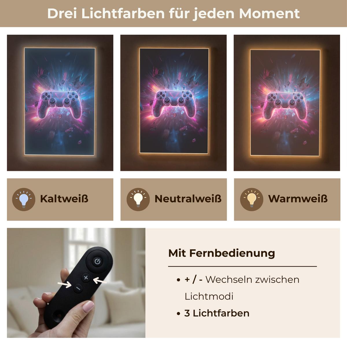 NACHTTISCHLAMPE MIT AKKU Controller - Neon - Explosion - Abstrakt 70x100 cm - Violett, Holzwerkstoff (8/70/100cm) - OnlyWow