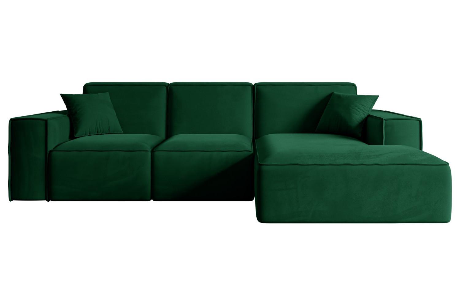 ECKSOFA Ottomane Rechts SERRA-L - 266x169x80 cm Grün Velours - Schwarz/Grün, Holzwerkstoff/Kunststoff (266/169cm) - ALTDECOR