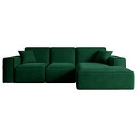 ECKSOFA Ottomane Rechts SERRA-L - 266x169x80 cm Grün Velours - Schwarz/Grün, Holzwerkstoff/Kunststoff (266/169cm) - ALTDECOR