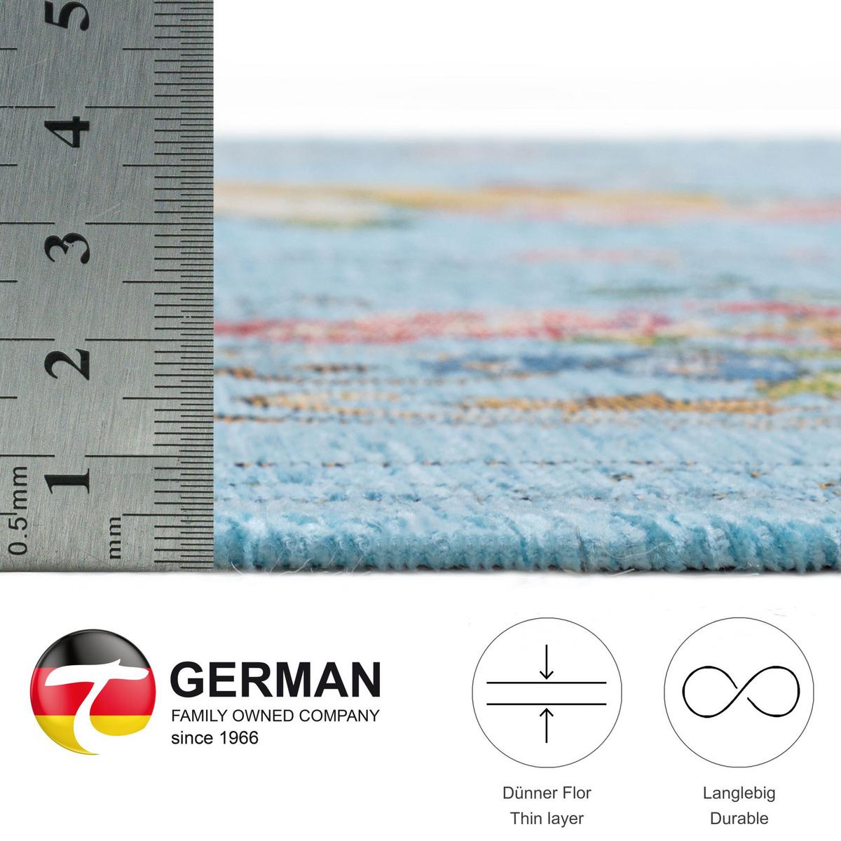 FLACHWEBTEPPICH Flomi Florence 80x150 cm - Türkis, Textil (80/150cm) - THEKO