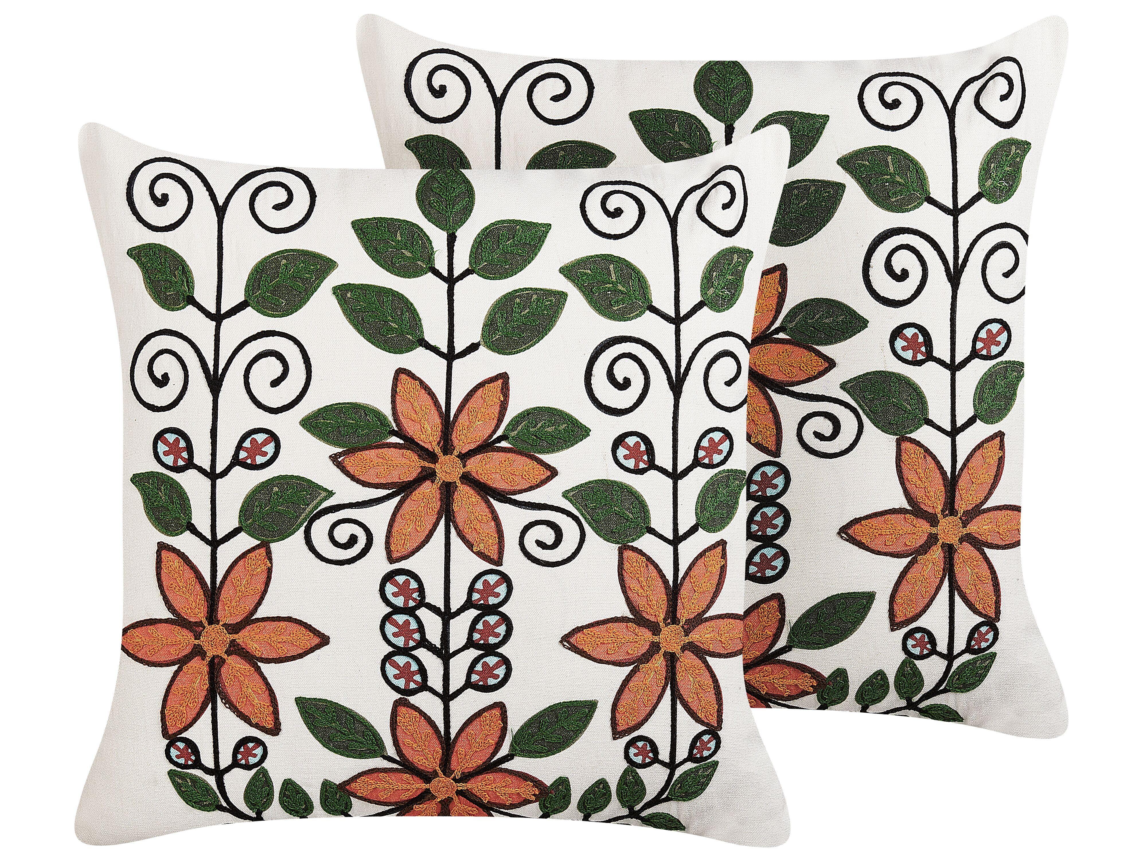 DEKOKISSEN 2er-Set Bunt 50/50 cm Vellore - Multicolor, Naturmaterialien/Textil (50/50cm) - Beliani