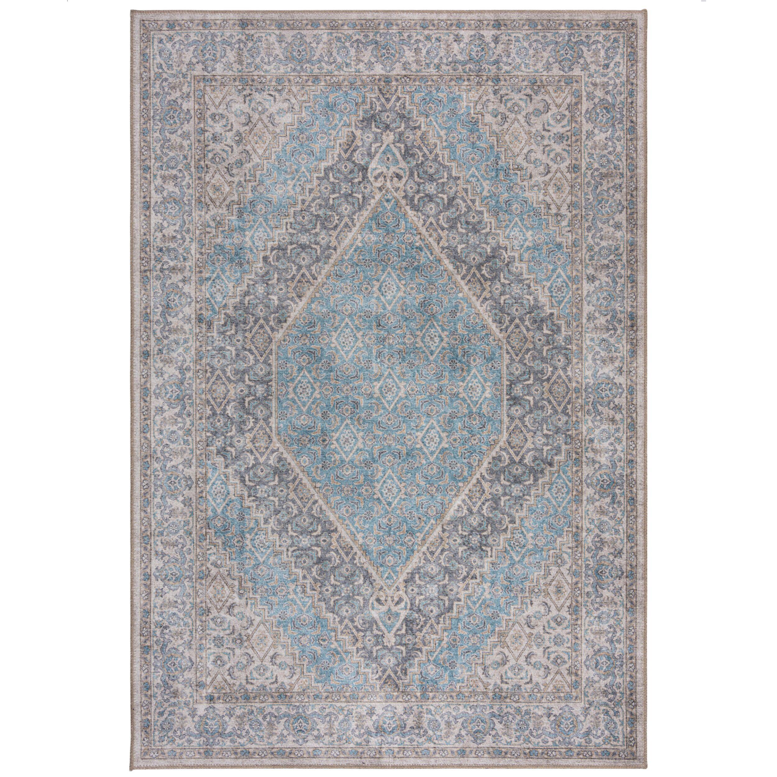 TEPPICH Waschbar HURST, orientalisch mit Medaillon, Blau, 190 x 290 cm - Blau, Textil (190/290cm) - KADIMA DESIGN