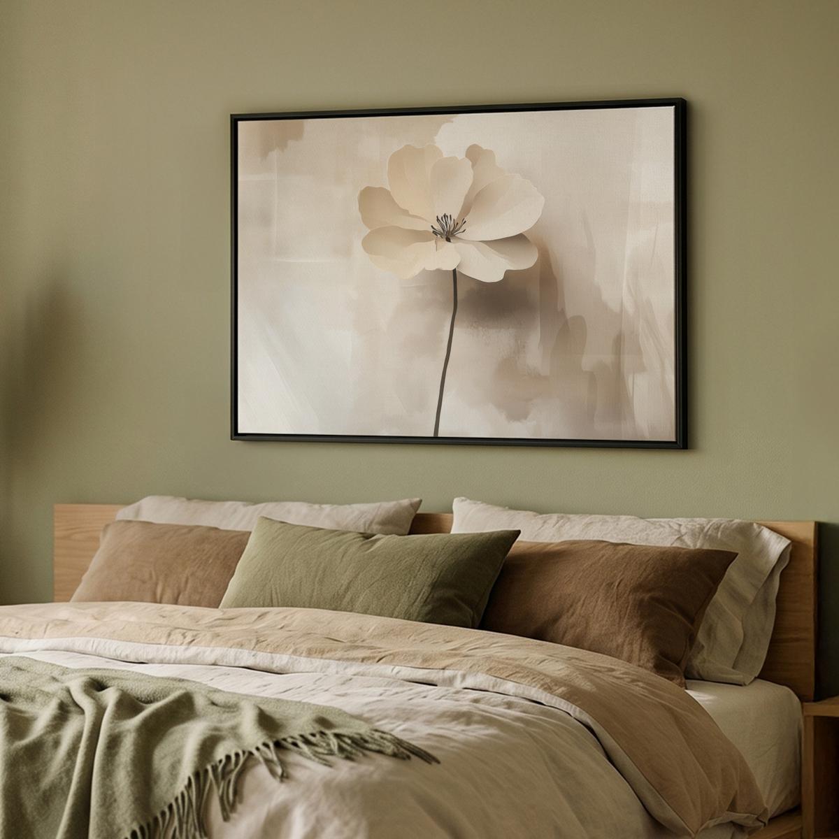 LEINWAND Bilder mit Rahmen - Blume - Beige - Farbe - Schatten - 100x70 - Creme, Textil (100/70cm) - MuchoWow