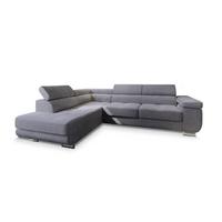 ECKSOFA APIRO L-S Grau Kordstoff mit Schlaffunktion - Silberfarben/Grau, Holz/Textil (276/202cm) - MASSENO