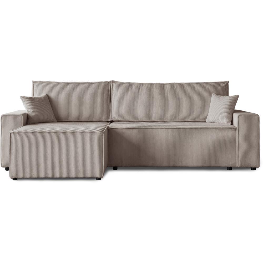 ECKSCHLAFSOFA mit Schlaffunktion Hektor, 277 cm, Ottomane 100 cm, cappuccino - Schwarz/Cappuccino, Kunststoff/Textil (277/152cm) - Beautysofa