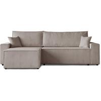 ECKSCHLAFSOFA mit Schlaffunktion Hektor, 277 cm, Ottomane 100 cm, cappuccino - Schwarz/Cappuccino, Kunststoff/Textil (277/152cm) - Beautysofa