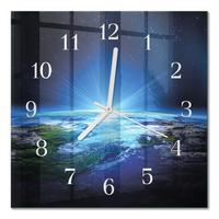 WANDUHR aus Glas 30x30 cm - Das Universum der Erde - Blau, Glas (30/30/0.4cm) - TULUP