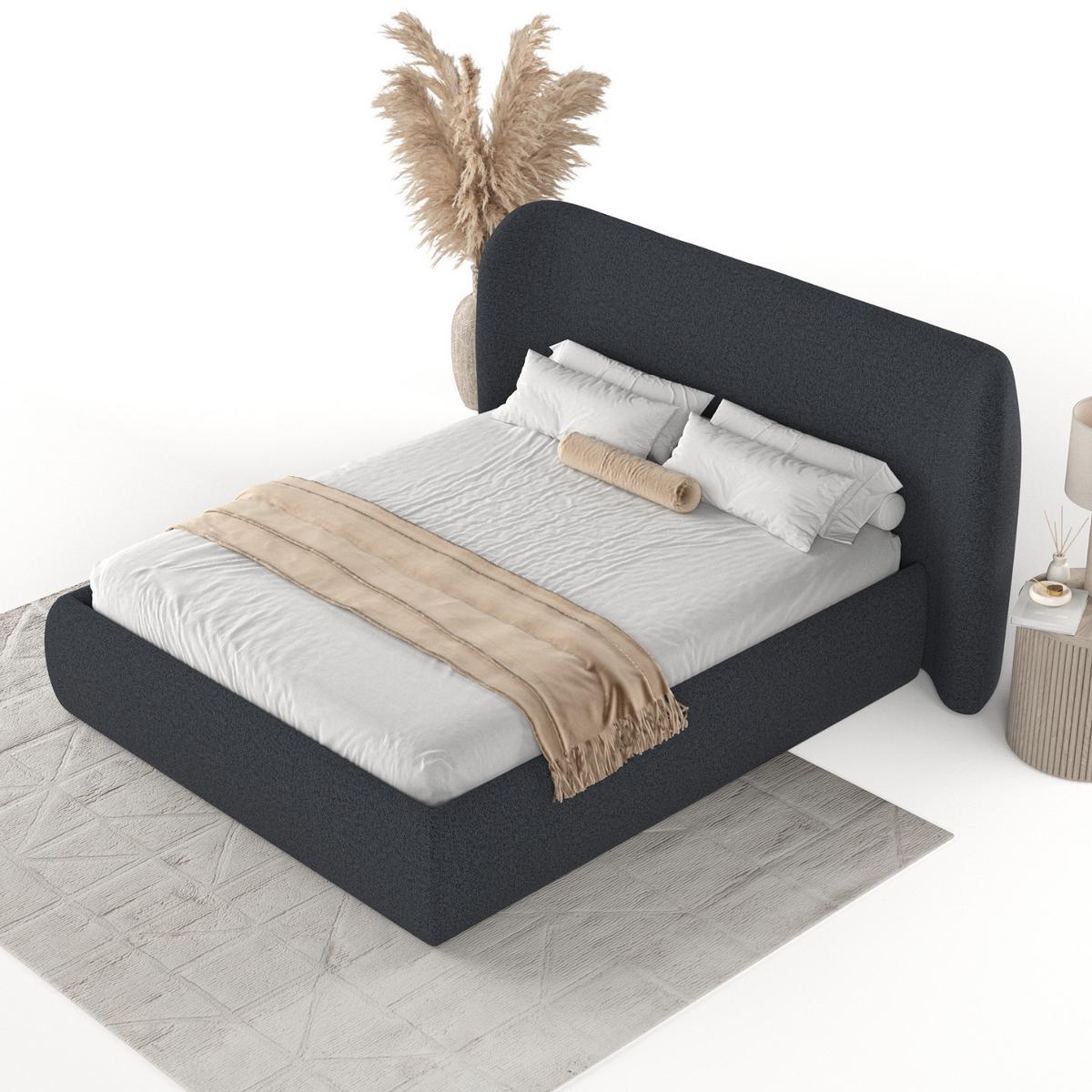 POLSTERBETT Bellano mit Stauraum 160/200 cm Anthrazit im Riva Stoff - Anthrazit/Schwarz, Holz/Holzwerkstoff (160/200cm) - AltaBeds