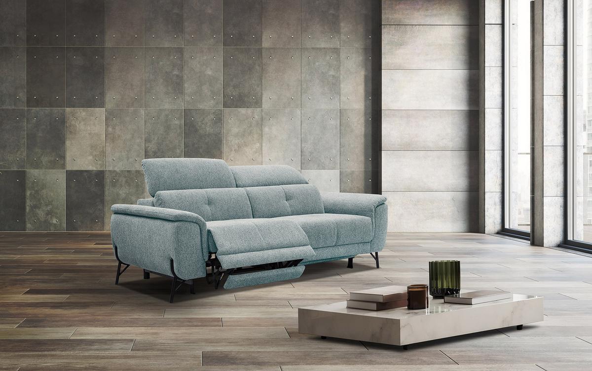 SOFA AVENA 3-Sitzer mit 2 Relaxfunktionen, mintgrün - Mintgrün, Holzwerkstoff/Textil (204/80/108cm) - Wozimo