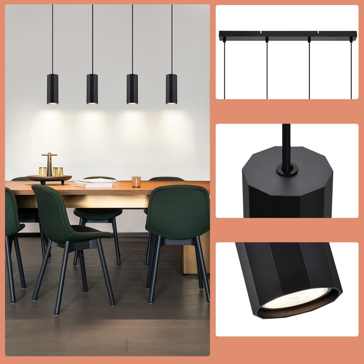 PENDELLEUCHTE Nora 60/5/10 cm - Schwarz, Metall (60/5/10cm) - ZMH