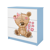 KOMMODE Babydreams Teddybär Blumen 81/81/41 - Blau, Holzwerkstoff (81/81/41cm) - RAUMHIRSCH FURNITURE
