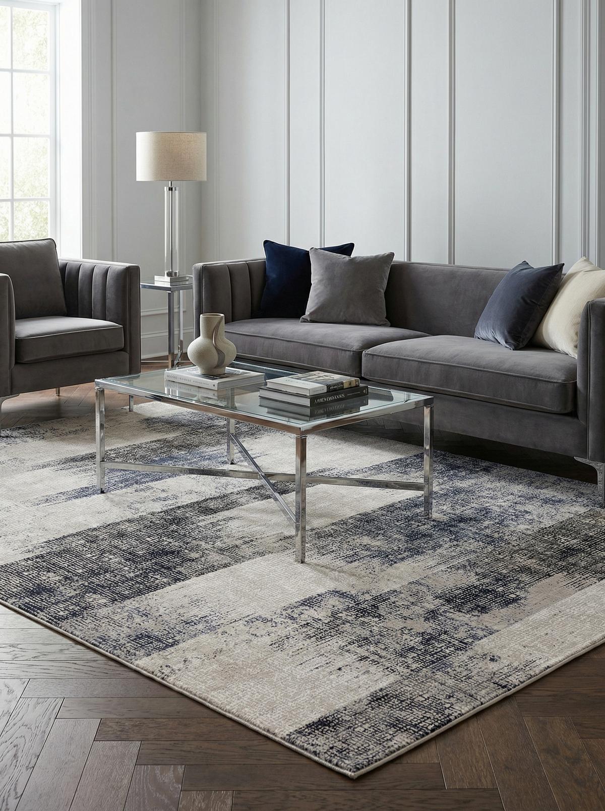 TEPPICH TIBER-Orte, geometrisch-abstrakt, Dunkelblau, 120 x 170 cm - Dunkelblau, Textil (170/120cm) - KADIMA DESIGN