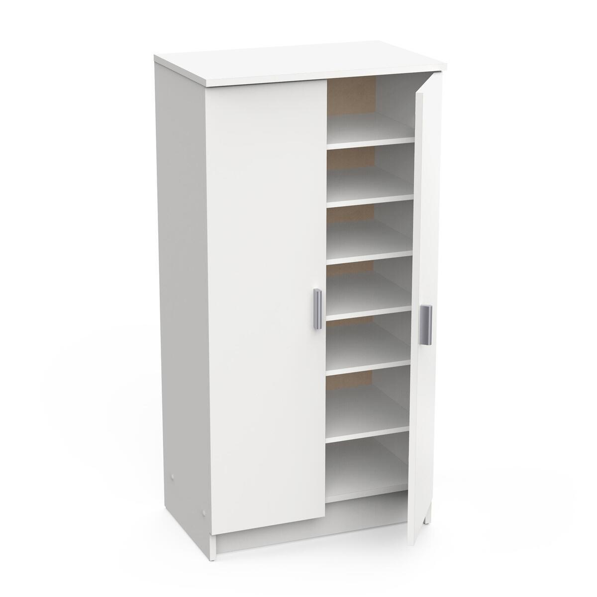 SCHUHSCHRANK 2 Türen L54,6 cm (21 Paare) - Schuhe - Weiß, Holzwerkstoff (35.3/108.4/38.1cm) - Calicosy
