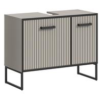 WASCHBECKENUNTERSCHRANK schwarz, sand 80 cm mit Soft-Close - Sandfarben/Schwarz, Holzwerkstoff/Metall (80/63/36cm) - Inn.Furn
