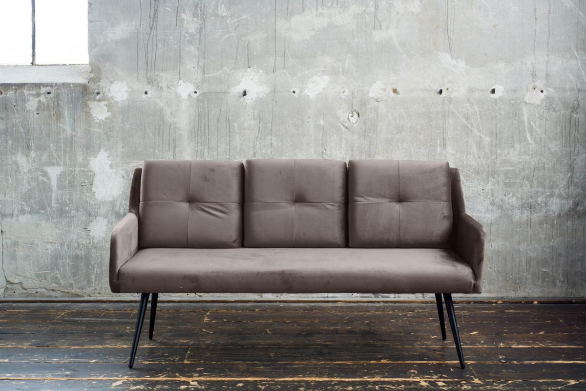 ESSZIMMERBANK PIRI Taupe Velvet - Taupe, Textil (180/84/64cm) - KAWOLA