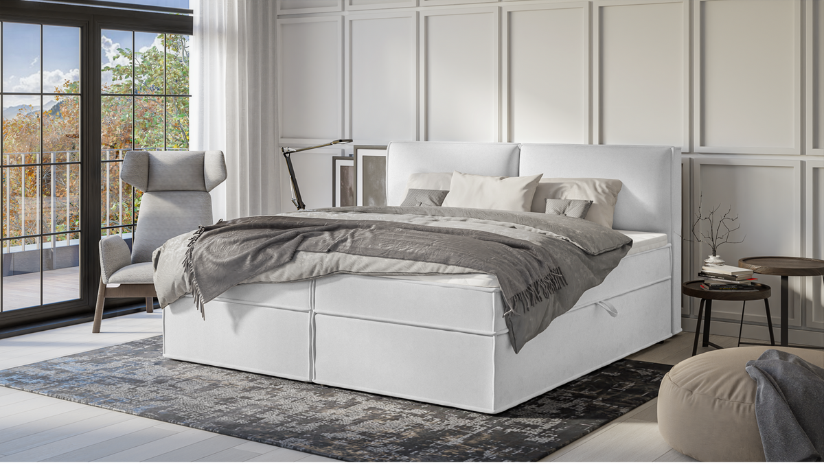 BOXBETT Eclipse 200/200 cm Silber Luxusmicrofaser - Silberfarben/Schwarz, Holz/Kunststoff (200/200cm) - S-Style Möbel