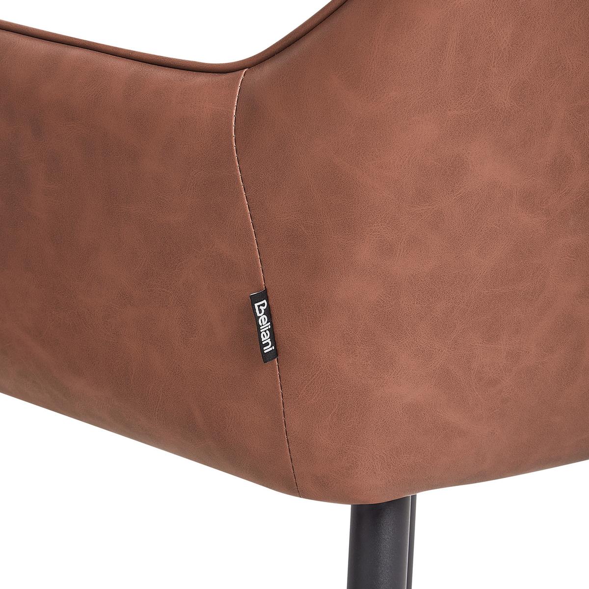 ESSZIMMERSTUHL 2er-Set Kunstleder Braun Wellston - Braun, Kunststoff (60/84/61cm) - Beliani
